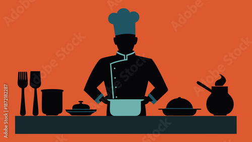 Chef preparing a meal Vector