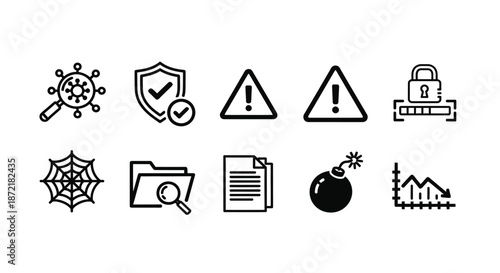 Cybersecurity and data protection icons