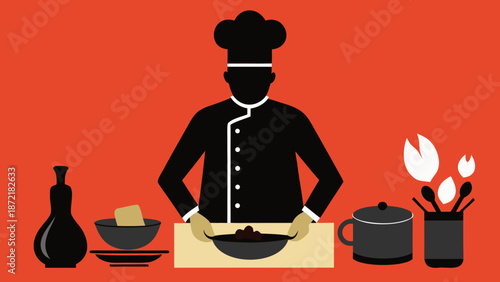 Chef preparing a meal Vector