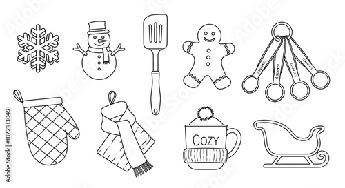 Winter themed kitchen items