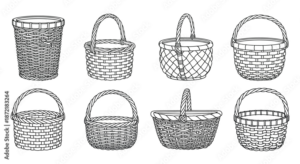 Obraz premium Collection of handwoven baskets