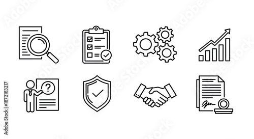 Business process and quality assurance icons