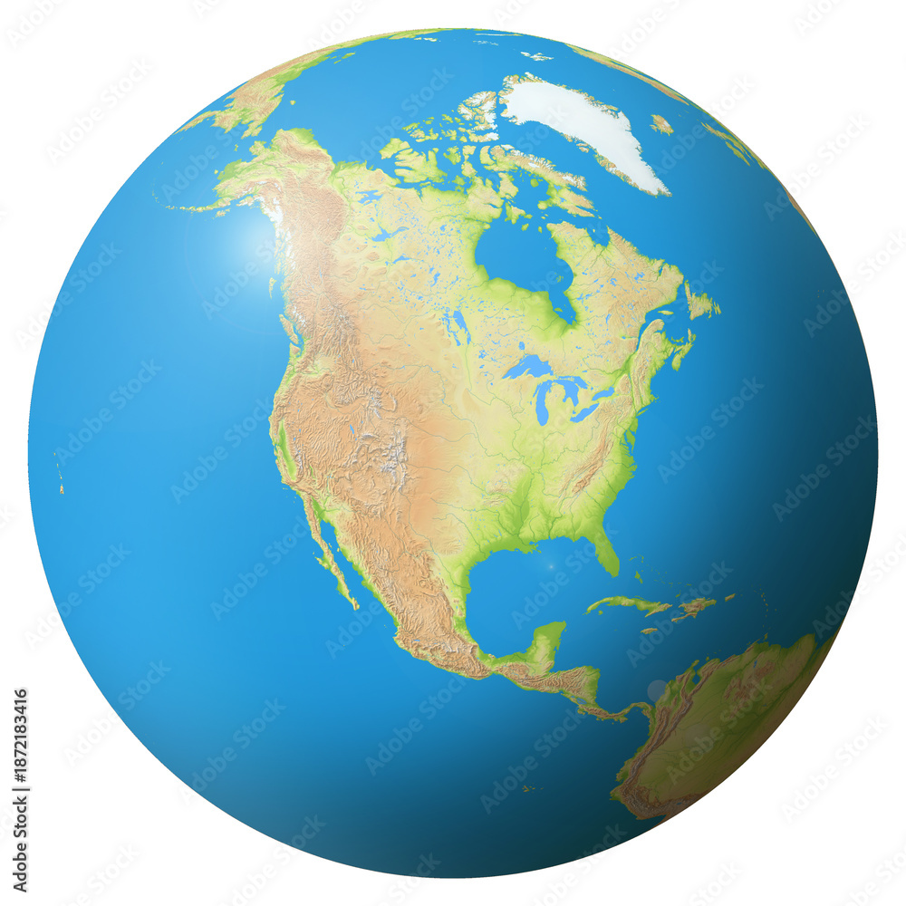 Fototapeta premium View of the Earth Globe from Space showing the United States of America in the center of the image.