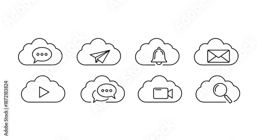 Cloud icons representing various notifications