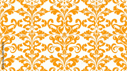 Damask orange seamless pattern for packaging, wall papers, carpets and textile.