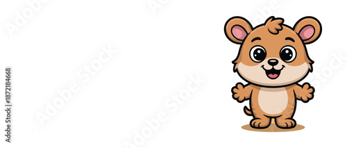 Cute Cartoon Bear Cub Standing Upright – Friendly Character Design