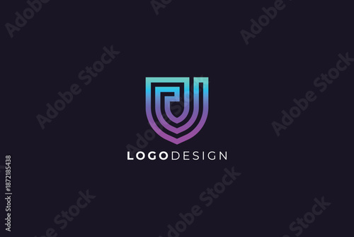 Vibrant shield logo design with colorful gradient colors