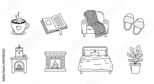 Cozy indoor living icons