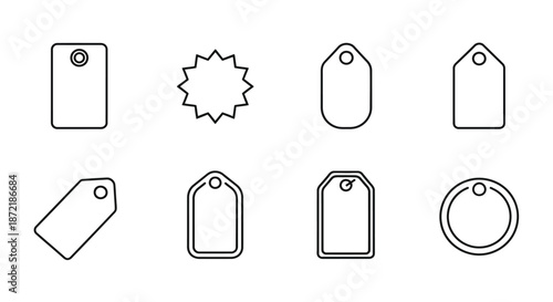 Collection of various shaped tags and labels