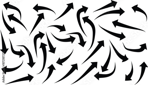 black curved arrow  Black arrows set. Curved arrows. Arrow sign. Flat style icons.