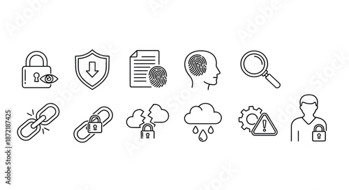 Various security icons representing protection and privacy