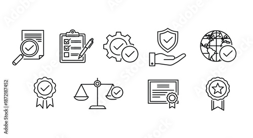 Quality assurance and compliance icons
