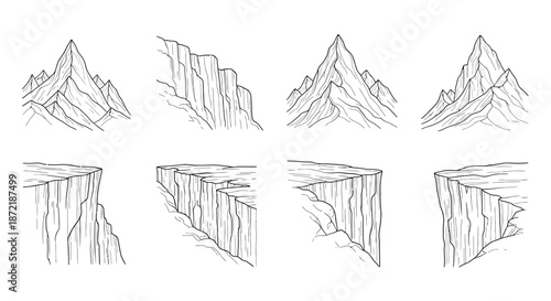 Abstract line art mountain ranges