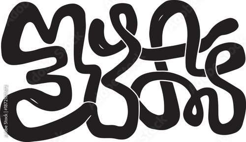 Black Graffiti Art on White Background