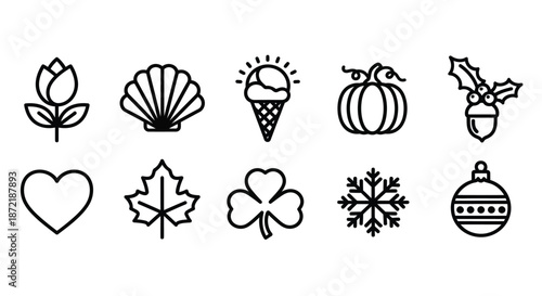 Collection of seasonal and symbolic icons