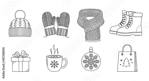 Winter holiday essentials and decorations