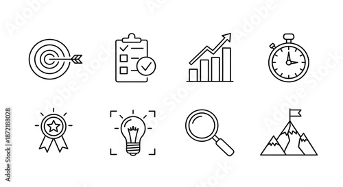 Business strategy and performance icons