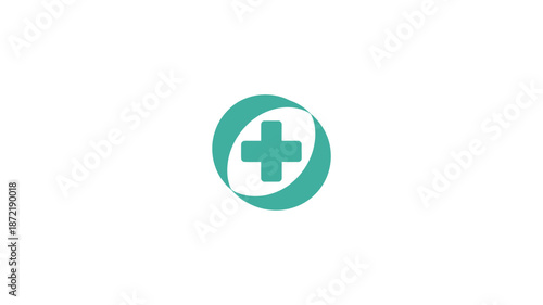 A teal circular logo displaying a white medical cross inside