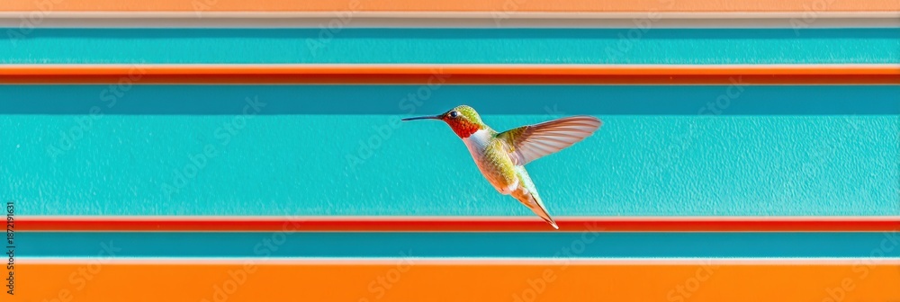 Fototapeta premium Energetic Black-chinned Hummingbird Flight Premium Educational Content for Avian, Aerodynamics, and Species Learning