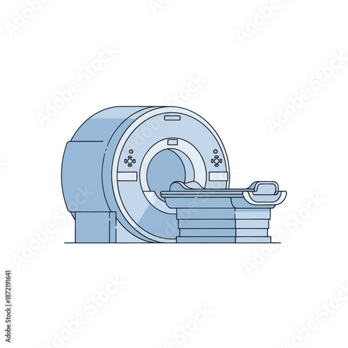 Medical MRI Machine Illustration in Blue Tones.