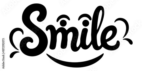 Creative Smile Typography Vector Illustration Designed as a Happy Face with Eyes and a Grinning Mouth for Positive Branding Identity Mental Health Awareness Social Media Promotions and Joyful Graphics