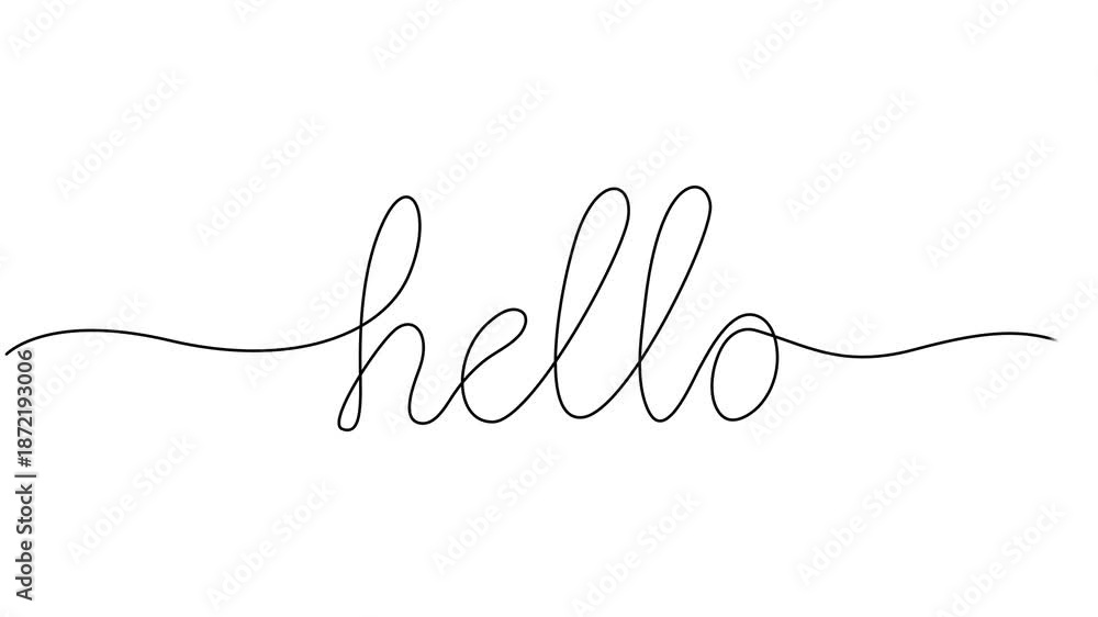 Line Drawing For Hello Self animated one continuous line drawing typography line art of hello ...