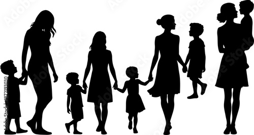 Family Silhouettes Collection – Parents and Children Moments