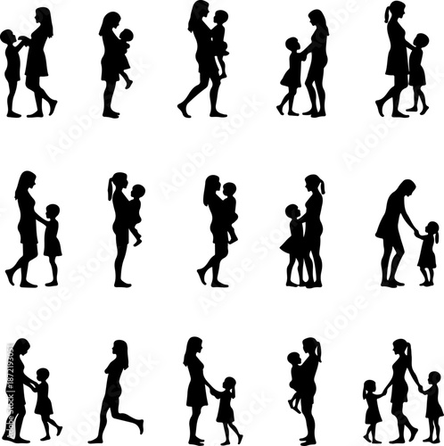Family Silhouettes Collection – Parents and Children Moments