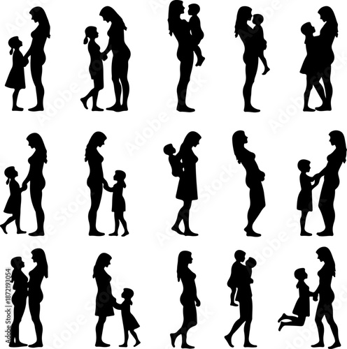 Family Silhouettes Collection – Parents and Children Moments