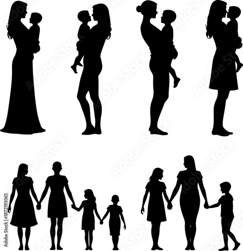 Family Silhouettes Collection – Parents and Children Moments