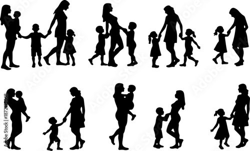 Family Silhouettes Collection – Parents and Children Moments
