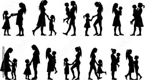 Mother and Child Silhouette Family Bond Illustration