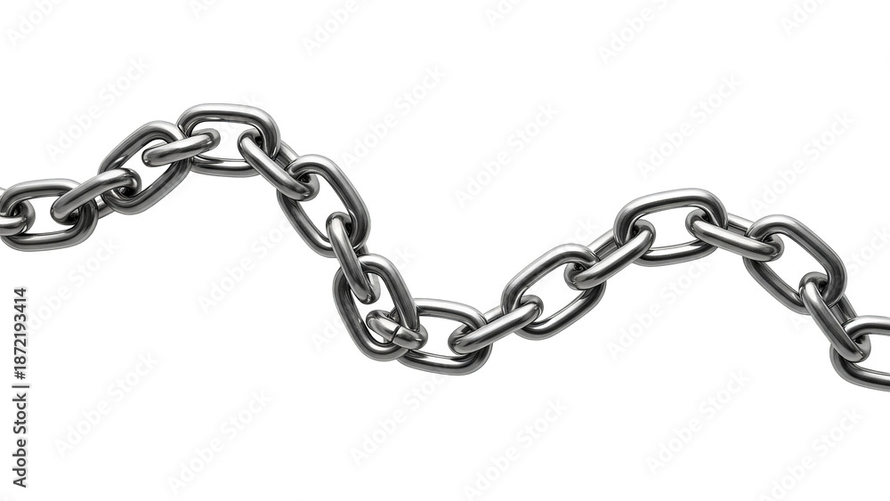 Fototapeta premium Wavy Metal Chain With Chromatic Aberration On Black Background