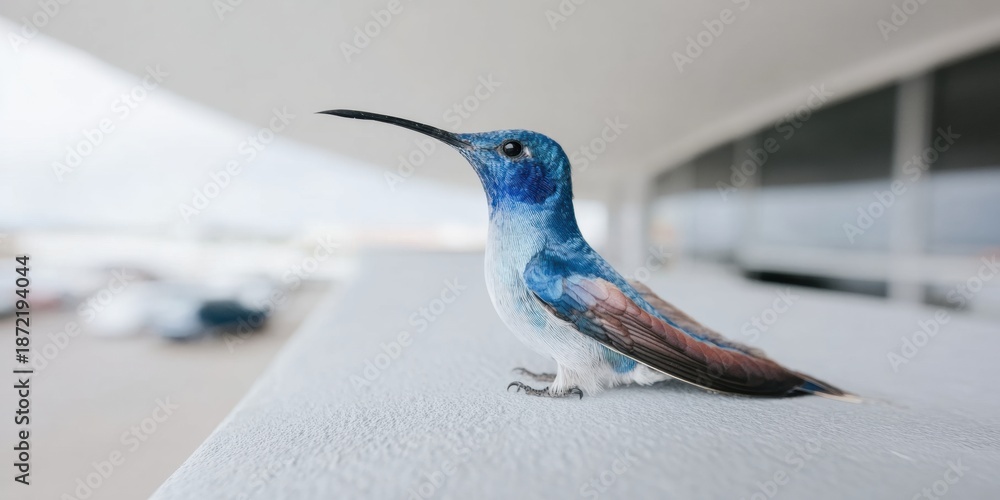 Obraz premium Vibrant Sparkling Violetear Hummingbird Perched Authentic Ornithological Study and Nature Marketing Content