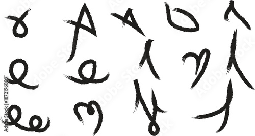 Ancient runes script alphabet