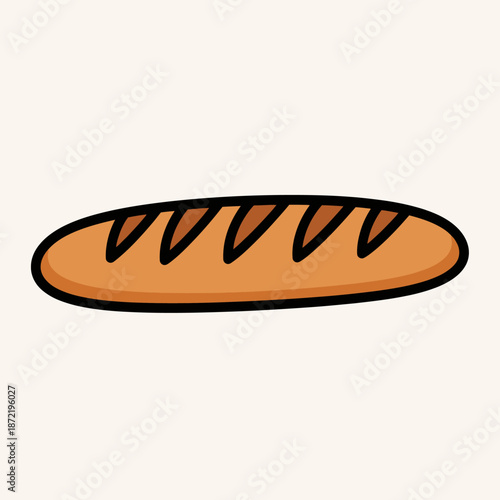 Stylized Illustration of a Fresh Loaf of Bread with Crisp Crust and Knife Marks, Perfect for Bakery and Culinary Food Branding