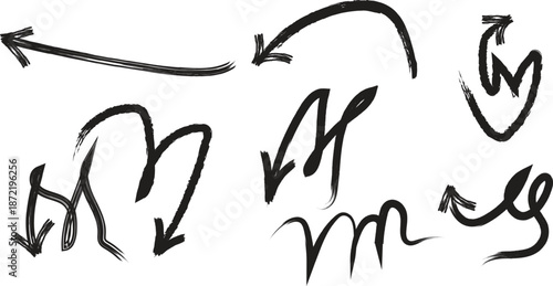 Handwritten cursive letters with arrows