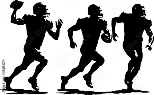Dynamic American Football Players Action: Quarterback and Running Back Vector Illustration
