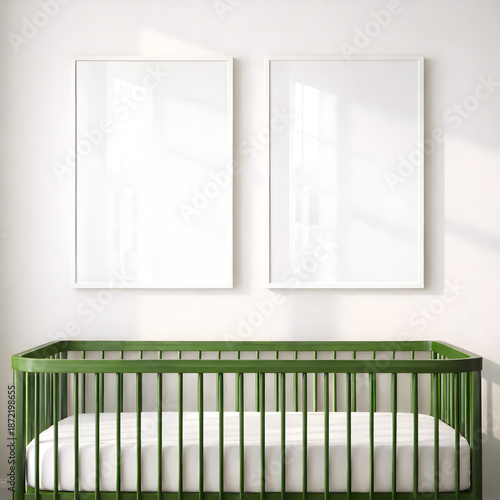 Nursery Frame Mockup Set with Crib | Minimal Baby Room Wall Art