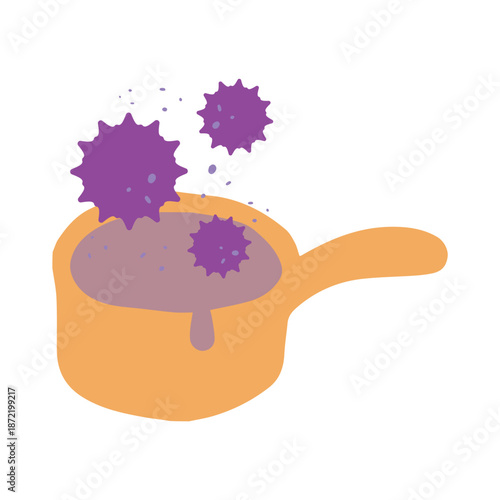 菌が繁殖した危険な片手鍋のイラスト