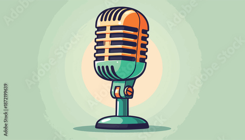 Vintage Microphone Illustration - A Classic Recording Device in Detail.
