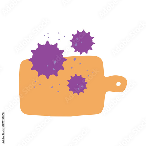 菌が繁殖した不衛生なまな板のイラスト