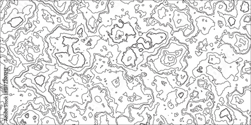  Black and white topography contour lines map isolated on white background. vector geographic contour mounted map background. Panorama view gradient multicolor wave curve lines banner background .