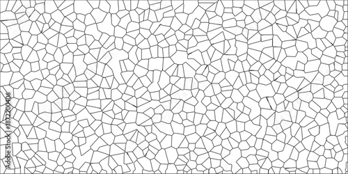 White color Broken Stained-Glass Background with black lines. Broken Glass Quartz natural fragment Cement kitchen decor. Minimalist Glass Art and the Elegance of Simplicity in Transparent Structures.