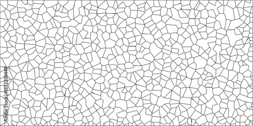 White color Broken Stained-Glass Background with black lines. Broken Glass Quartz natural fragment Cement kitchen decor. Minimalist Glass Art and the Elegance of Simplicity in Transparent Structures.