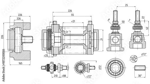 Technical drawing of mechanical component