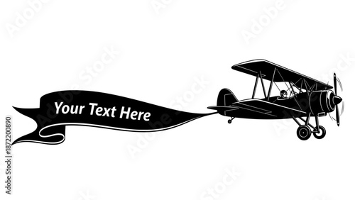 Biplane pulling a text banner