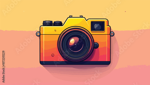 Vintage-style camera with warm gradient, capturing a nostalgic aesthetic.