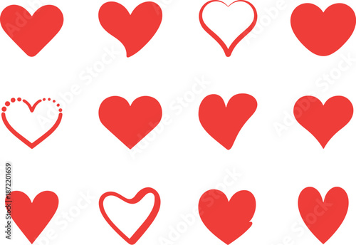 Red Heart Icon Set in Flat and Outline Style for Love and Valentine Design

(≈ 76 characters)