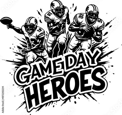 American Football Action Players Silhouette Vector